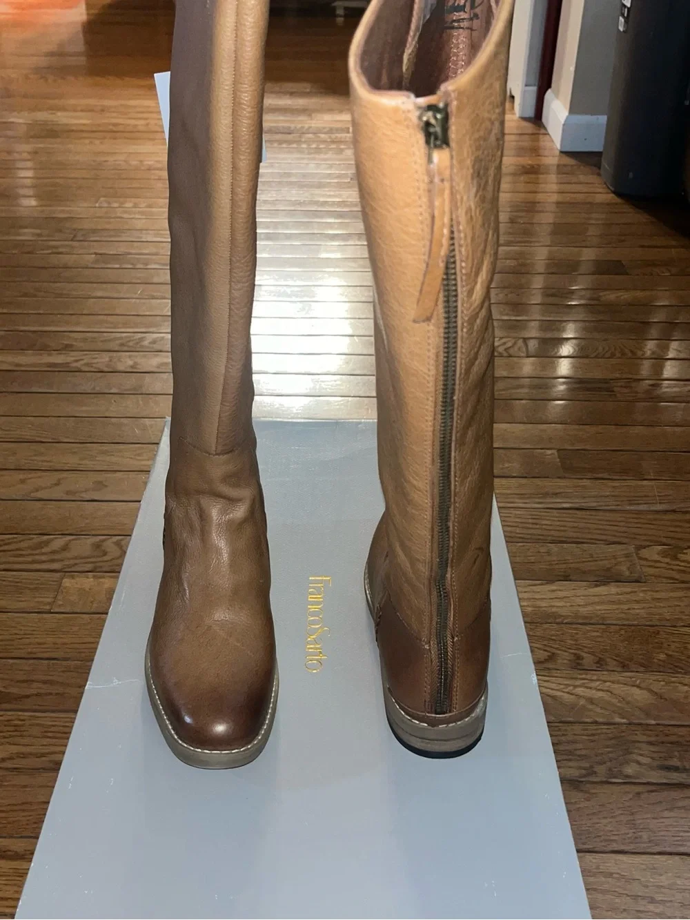 Franco Sarto Meyer Knee High Boot Light Brown Distressed Women’s 7 Wide Calf